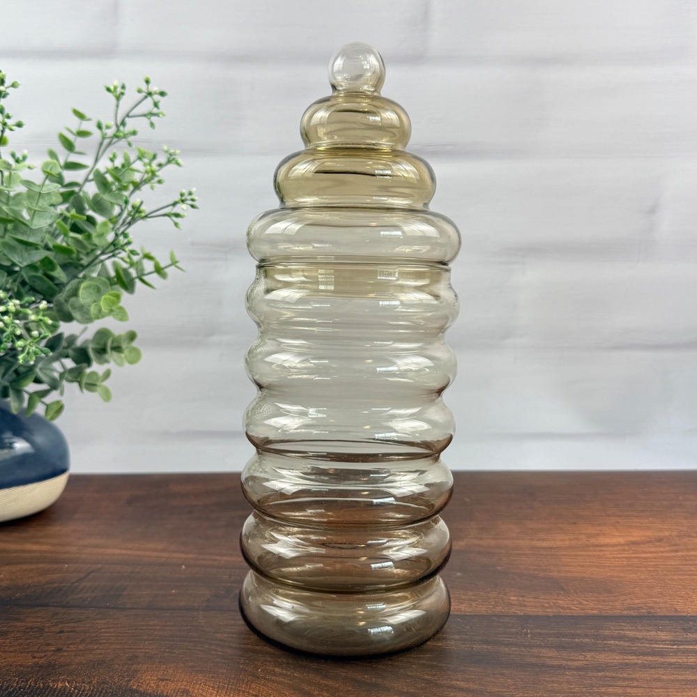 Holmegaard Smoke Gray Glass Apothecary Jar with Lid Danish Modern Storage